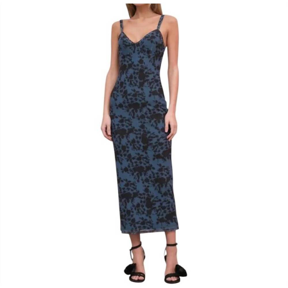 NEW RAISONNEL mesh flower print dress in mute blue